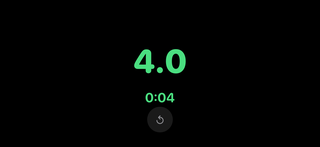 LapPacer finished screen on iPhone showing 4.0 lengths and 0:04, in landscape
