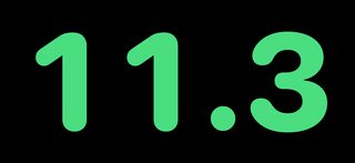 LapPacer showing 11.3 in green on iPhone, partway through a length, in landscape