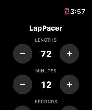 LapPacer Setup screen on Apple Watch